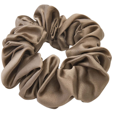 Lenoites Mulberry Silk Scrunchie, Brown